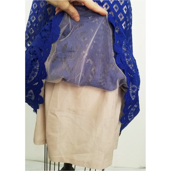 Chico's Womens Blue Lace Illusion Dress Sleeveless Pleated 2 NWT - Picture 9 of 10